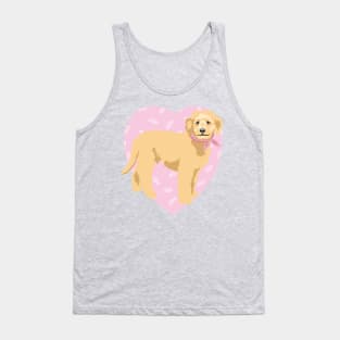 Golden Doodle Dog with Pink Heart Tank Top